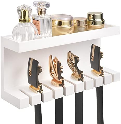 Yamahiko Belt Storage Organizer With Double Shelving Platform, Wall Mount Hanger Rack for Closet, Universal Holder for Men and Women, White by Yamahiko
