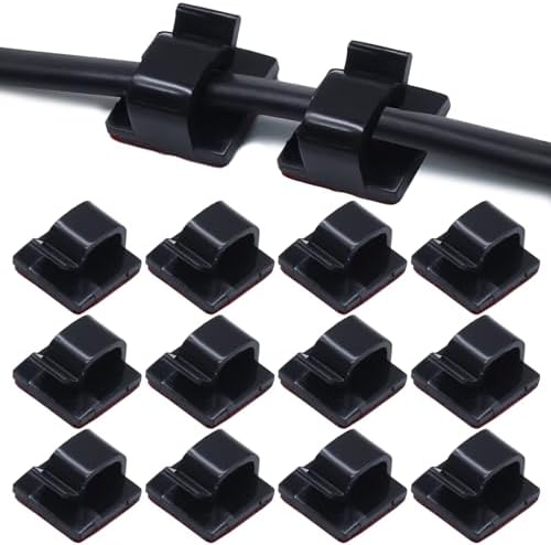 100 PCS Black Cable Clips Adhesive by Coufce