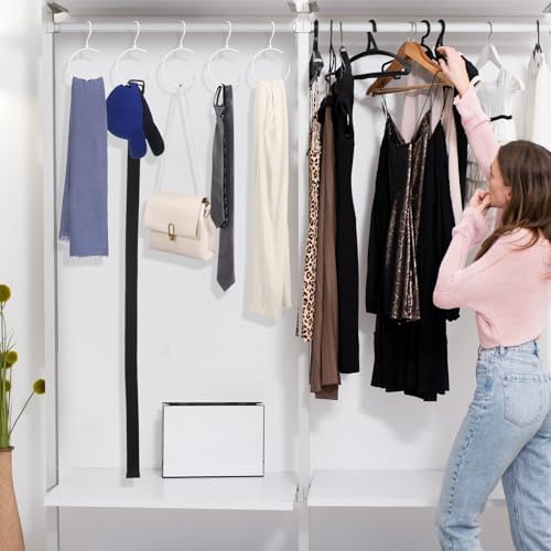 Yaocom 4 Pack Belt Hangers for Closet Rotatable Belt Ring Hook Tie Rack Holders Closet Hanger Organizer for Ties Scarves Baseball Cap Wardrobe Accessory Storage(White) - Image 6