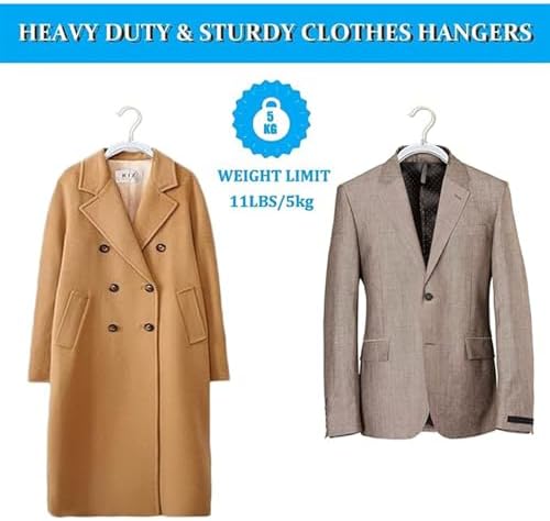 Blue and Gold Hangers for Clothes 40 Pcs, 16" Wide Clear Hangers for Men's Shirt, Women's Gown Dress, Youth Suit, Hoodie, Plastic Hanger with Swivel Hook, Thin Clothing Rack for Dorm Room Essentials - Image 2