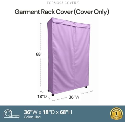 Formosa Covers Portable Garment Rolling Rack Cover - Protect Your Clothes from Dust Keep Your Room Looking Organized in Lilac Purple (Cover Only) (36" W x 18" D x 68" H) - Image 2