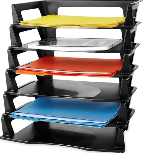 Rubbermaid Regeneration Letter Tray, Six Tier, Plastic, Black (86028) by Rubbermaid