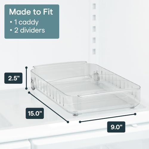 YouCopia RollOut Fridge Caddy BPA-Free Clear Rolling Refrigerator Organizer Bin with Adjustable Dividers and Handles, 9" Wide - Image 3
