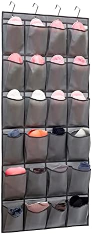 Over The Door Hanging Shoe Organizer Shoe Rack Hanger 24 Large Fabric Pockets Holder with 4 Sturdy Hooks (GREY) by ANIZER