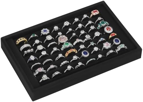 KUKUVR Ring Holder Display Tray, 7 Slot Velvet Jewelry Organizer (Black) by Unknown