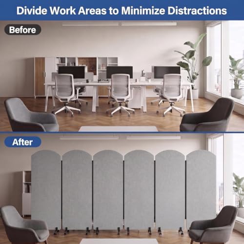 72 x 66 Inch 3 Panel Soundproof Room Divider with Wheels - Image 7