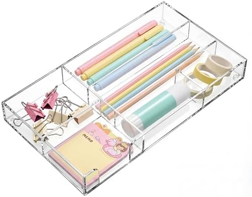 Briwooody Clear Acrylic Drawer Organizer,6 Compartments,Small by Briwooody