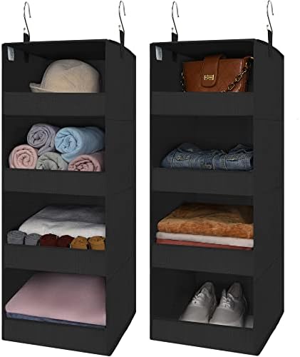 GRANNY SAYS 4-Shelf Hanging Closet Organizer, Foldable Storage, Black by GRANNYSAYS