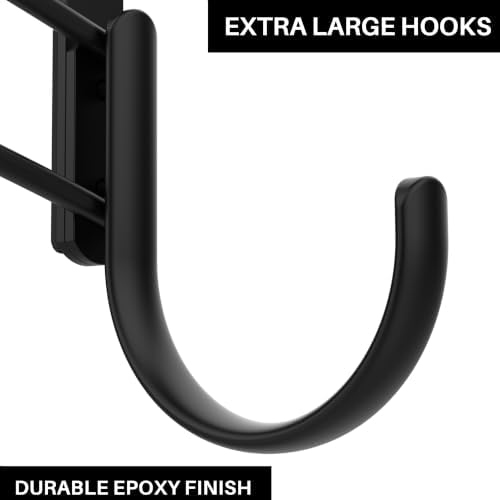 LYNK Professional® Home™ Over the Door Hooks - 5 Hook – Over the Door Coat Rack - Over the Door Hanger - Hanging Towels or Clothes - Bathroom, Bedroom, Laundry Room - Lifetime Ltd. Warranty, Black - Image 4
