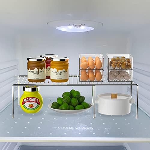 Redrubbit Cabinet Storage Shelf Rack, 4 Piece Expandable Metal Rustproof Kitchen Counter and Cabinet Shelf, Storage Rack Organizer Space Saver for Kitchen, Fridge, Cabinet, Bathroom, Chrome, Set of 2 - Image 2