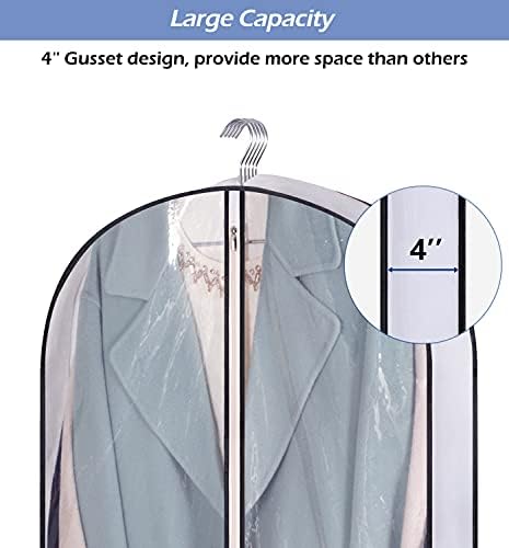 SLEEPING LAMB 60" Gusseted Garment Bags for Closet Storage Clear Dress Bag Hanging Clothes Storage for Long Gowns, Coats, Sweaters, 2 Packs - Image 2