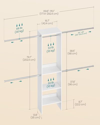SONGMICS Closet System, Customizable Walk-In Closet Organizer System - Image 4