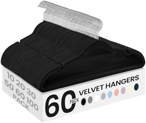 SONGMICS Velvet Hangers 60 Pack, Non-Slip Clothes Hangers, Space-Saving by SONGMICSbySONGMICSHOME