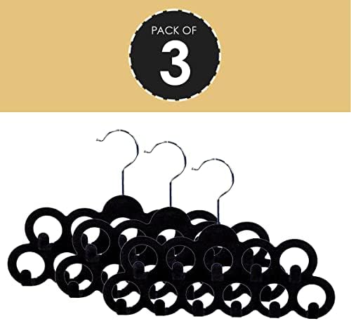 Velvet Scarf Storage Organizer for Closet (Pack of 3), Black | by Home Basics | Scarf Holder for Scarves and Ties | Slim Scarf Hangar Useful for Belts and Jewelry - Image 3
