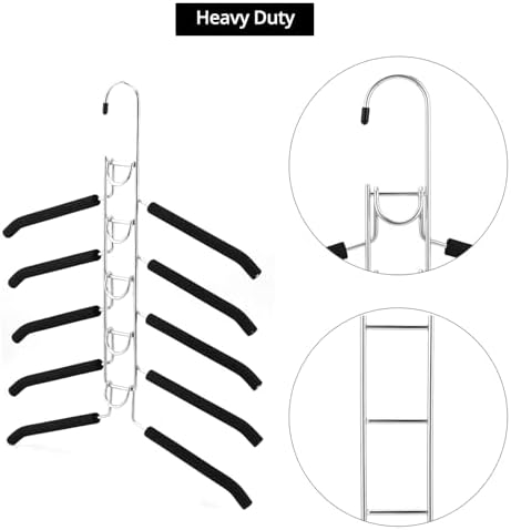 QWORK 4 Pack Clothes Hangers Space Saving, 5 in 1 Multi Layer Metal Hanger Racks for Coat, Suit, Sweater, T-Shirt - Image 3