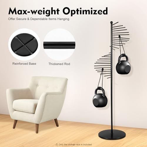 DYRABREST 67" Freestanding Scarf Organizer, Metal Spiral Scarf Holder with 30 Rods, Commercial Hijab Organizer Belt Pants Hanger for Clothing Store Home, Space Saving Shelves (Black) - Image 6