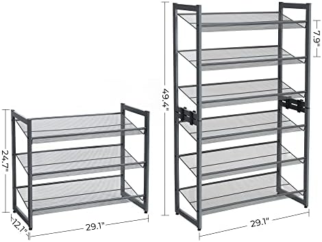 SONGMICS Metal Shoe Rack, 3-Tier Shoe Orgainzer, Holds 9-12 Pairs - Image 3