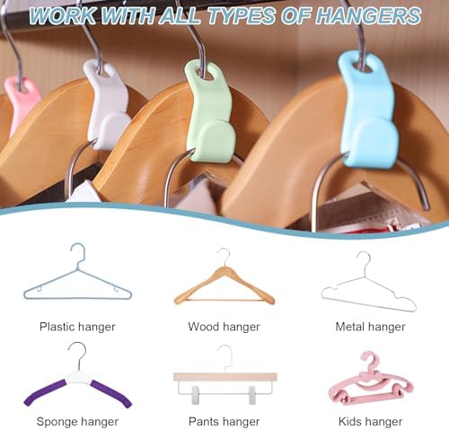 50 PCS Hanger Connector Hooks - 2024 New Space Saving Hangers for Closet Organizers and Storage Hangers Hooks,Hanger Clips Plastic Hangers for College Dorm Room Essentials (White) - Image 5