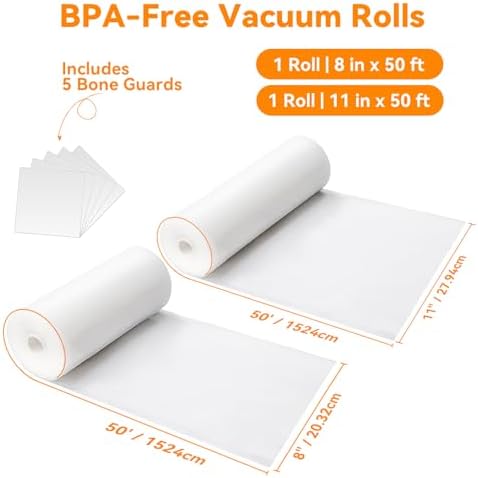 Wevac Vacuum Sealer Bags for Food 8x50 11x50 2 Rolls Fit Food Saver Machine - Image 2