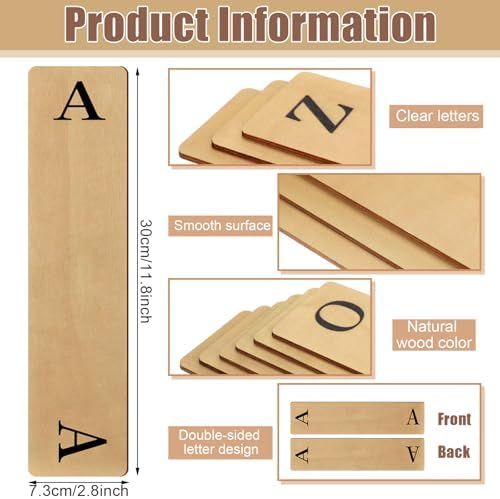 26 Pcs Wooden Alphabet Book Dividers A-Z Bookshelf Organizers - Image 2