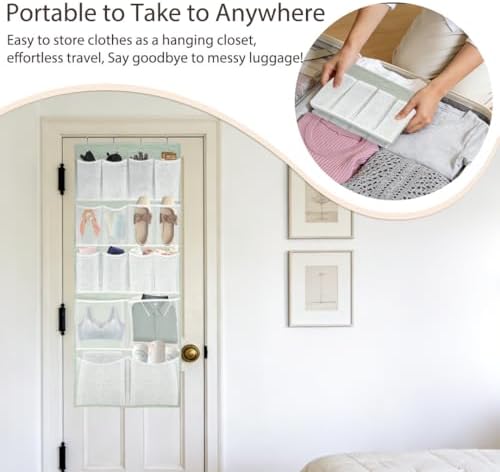 16 Pockets- Over Door Hanging Storage Organizer with 4 Kinds Pouch,Behind Closet Hanging Shelf Holder for Sock,Hat,Underwear,Travel Outfit,Shoes,Back of Door Space-saving Organization for Home,Dorm,RV - Image 2