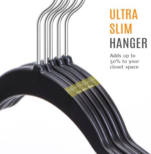 TIMMY 50 Pack Plastic Clothes Hangers, 17.7 in, Black, Non-Slip, Heavy Duty - Image 3