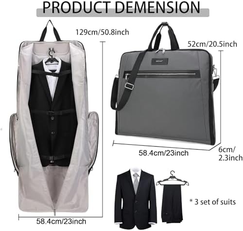 BESMART Garment Bags for Travel, 51" Large Suit Bag for Business Trips - Image 5
