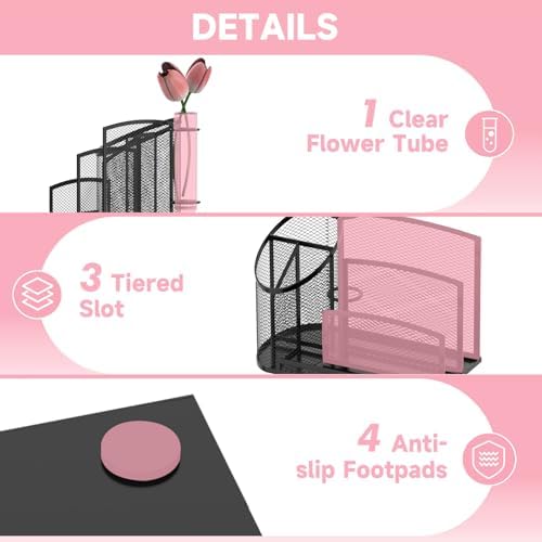 Mail Organizer Countertop for Desk, Mail File Holder with 3-Slot, Designer - Image 4