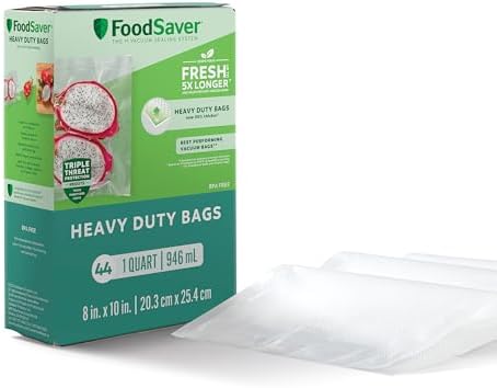 FoodSaver Heavy Duty Quart Vacuum Seal Bags, 44 Pack with 30% Extra Thickness, Compatible with All FoodSaver Appliances by Unknown