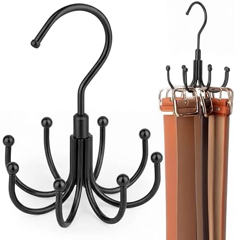 ZEDODIER 4 Pack Belt Hangers for Closet, Rotating Belt Organizer, 32 Hooks by ZEDODIER