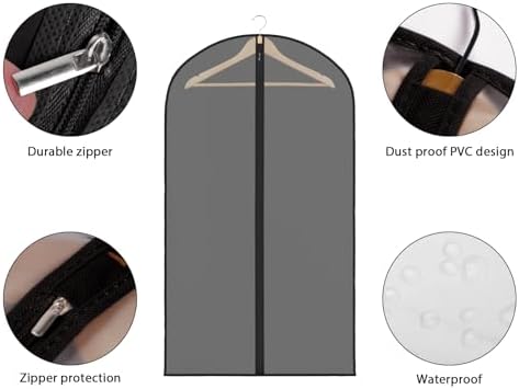 Zilink Clear Garment Bag Dress Bags for Storage 43 in, 8 Pack, Black - Image 3