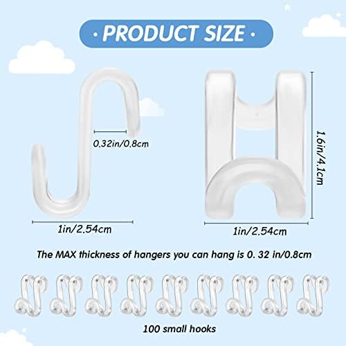 Unittype 100 Pcs Transparent Plastic Clothes Hanger Connector Hooks, Heavy Duty, Space Saving, Cascading - Image 2