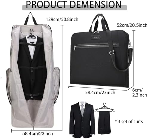 BESMART Garment Bags for Travel, 51" Large Suit Bag for Business Trips - Image 5