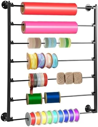 7 Tier Wall Mount Ribbon Organizer, Metal Rack for Craft Room by Unknown