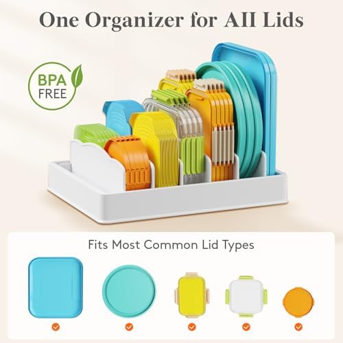 Lifewit Kitchen Cabinet Organizer for Food Contanier Lid with 7 Sections - Image 2