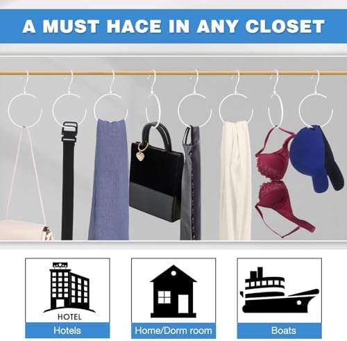 Yaocom 4 Pack Belt Hangers for Closet Rotatable Belt Ring Hook Tie Rack Holders Closet Hanger Organizer for Ties Scarves Baseball Cap Wardrobe Accessory Storage(White) - Image 5