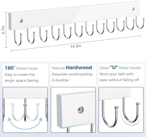 Belt Hanger Wall Mounted, Wooden Belt Organizer - Image 4