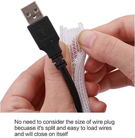 Alex Tech 25ft - 1/4 inch Cord Protector Wire Loom Tubing Cable Sleeve Split Sleeving for USB Cable Power Cord Audio Video Cable - Protect Cat from Chewing Cords - White - Image 2