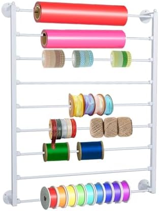 Xbsyhx 9 Tier Wall Mount Ribbon Organizer, Craft Room Storage Rack by Unknown