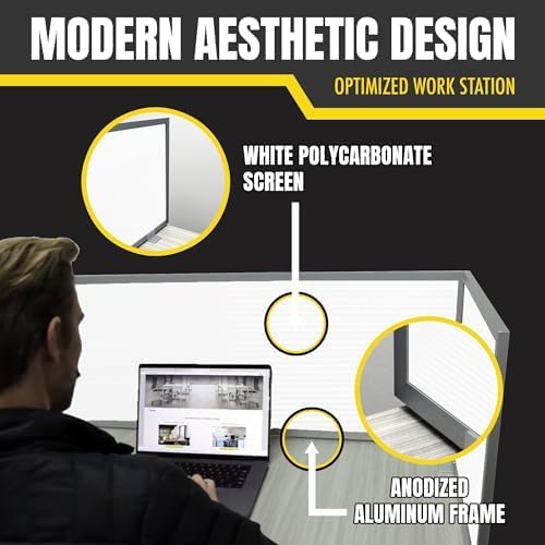 OBEX Polycarbonate Office Desk Mounted Privacy Screen Adjustable Table Top Panel Divider, Universal Aluminum Bracket-USA Made, 24" x 66, White - Image 5