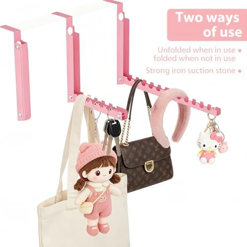 Pink Over the Door Hooks,Foldable Over the Door Hanger for Clothes - Image 5