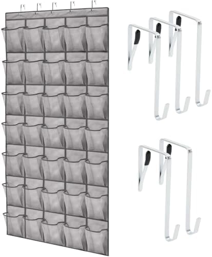 GORILLA GRIP Over the Door Shoe Organizer, 35 Large Pockets, Gray by GorillaGrip