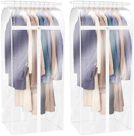 Zilink Dress Bags for Hanging Clothes Clear Garment Rack Cover 60 in, 2Pack by Zilink