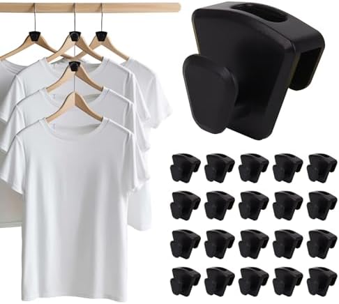 60 Pack Space Saving Hanger Hooks, Black Plastic Triangle Hangers, Connector Hooks for Closet Organizers and Storage in Dorms and Homes by YOLCAR