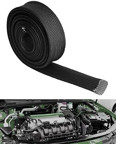 Wire Heat Shield Automotive Heat Shield Sleeve Fuel Line Heat Shield Auto Hose Spark Plug Wire Cover Protectors Boots Roll 2500 Degree for Car&Auto Wire Loom Brake Cable (Black1/2"I.D.X10FT) by AutomotiveHeatShield