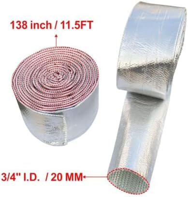 Fuel Line Heat Shield heat wrap for wires fuel line heat shield sleeve hose heat shield sleeve - Heat Radiant and Prevent Vapor Lock Heat Shield for Brake Cable/Fuel Line/Spark Plug (3/4''I.D.- 138'') - Image 5