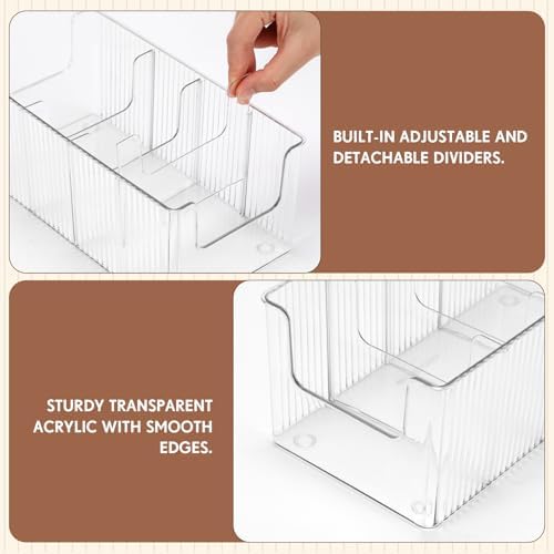 Junkin 2 Pcs Acrylic Belt Organizer with Adjustable 4 Compartments Clear Stackable Belt Holder for Men Leather Belts Storage Box for Closet Drawer Organization Multi-Purpose Display Bin with Inserts - Image 3