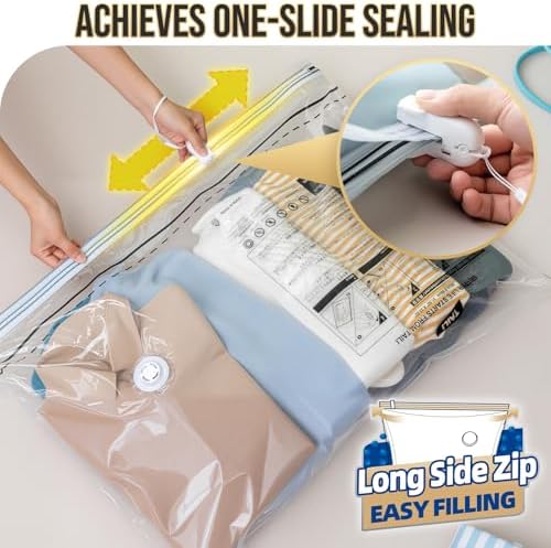 TAILI 8 Pack Vacuum Storage Bags, 2 Size Combo(4 Large+4 Jumbo), Clear - Image 5