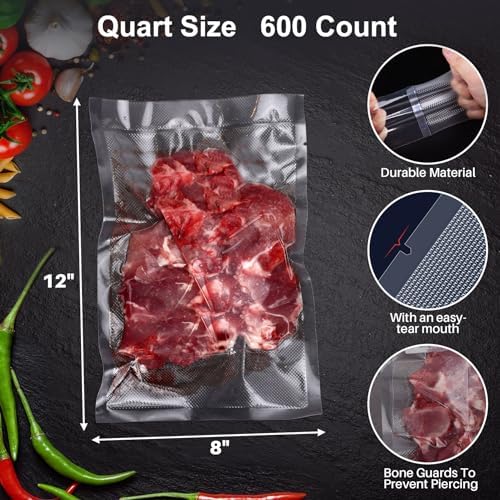 Vacuum Storage Bags, Vacuum Seal Bags for Food, 8x11 Inch Quart Bags 600pcs - Image 4
