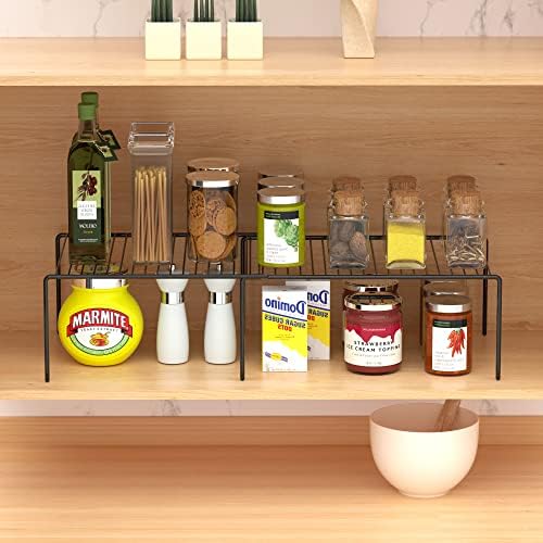 Redrubbit Expandable Metal Rustproof Kitchen Counter and Shelf Rack, 4 Piece Set of 2, Space Saver for Kitchen, Fridge, Bathroom - Image 4